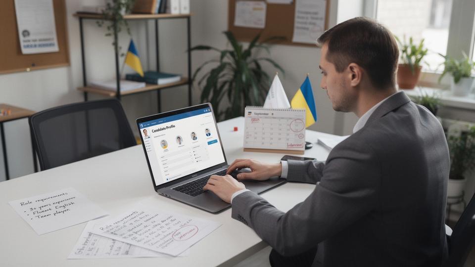 Recruiter reviewing candidate profiles and role requirements